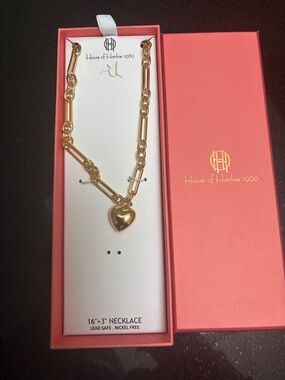House of Harlow 1960 Gold Heart Pendant Chunky Chain Necklace